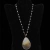 7_Shell with glued rhinestones bas metal black wire and pearls $35