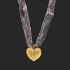 12_24k Murano Venetian glass heart on double strand ribbon with sterling silver clasp $52