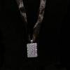 18_ Sterling silver Black and white Murano glass Murrini pendant on double ribbon strand with ster;ing silver clasp $50
