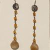 14_Faceted Carnelian chain and drop oxydized brushed sterling silver ear wire $40