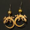 17_Native wood lizard gold pearl sterling silver wire $45