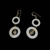 73_Shell circles, quartz, 14k gold-filled ear wire 2" $35