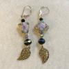 94_ Cloisonee glass metal 14k gold ear wire $35