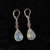 102_ "Pineapple quartz" Sawarvski crystal sterling silver wire 2"  $35
