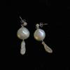 104_Disk pearls and long pearls sterling silver wire and posts 1.75" $45