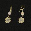 55_ Pearl Brass flower 14k gold-filled ear wire 2" $35