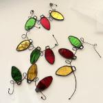 03_ Collectable mirror Spectrum Glass, wire - holiday decor. Each group of three approx 6" $35 each