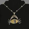 01_Unique sterling silver crab (approx 2.5") with jasper and citrine, sterling silver chain with light green pearls  16"  $125