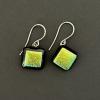94_Green dichroic fused glass, sterling silver earwire .5"  $35