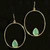 04_Chalcedony gold plated hoops, 14K gold ear wire 2" $30