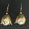 53_Large Faux pearl with brass and gold plated componants, 22K gold vermeil, 14K gold-filled ear wire 1.25" $52